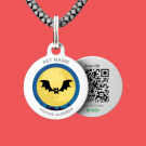 Designer QR pet id tag Vampire Bat