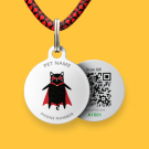 Designer QR pet id tag Super cat