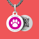 Designer QR pet tag Pink paw 