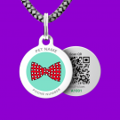 Designer QR Pet ID Tag Perfect Bow