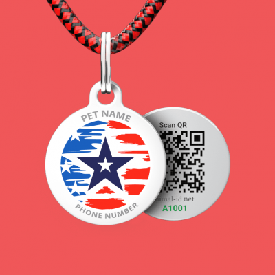 Designer QR Pet ID Tag Little Patriot
