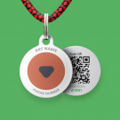 QR pet id tag, a pet tag with red logo | Animal-id.net
