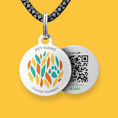 QR code pet id tags with Paw design | Animal-id.net