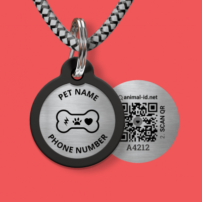 Engraved QR pet tag Bingo Bone