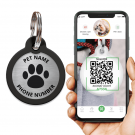 Engraved QR pet tag Pink Paw