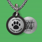 Engraved QR pet tag Pink Paw