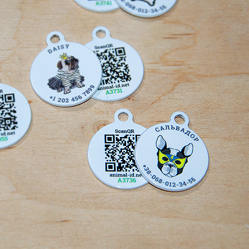 Designer QR pet id tag Super hero
