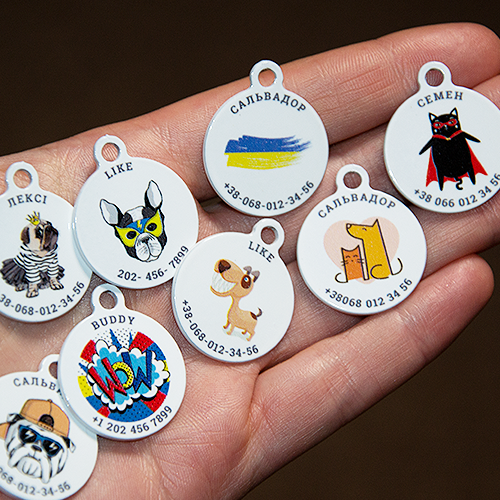 Designer QR pet id tag I love Ukraine