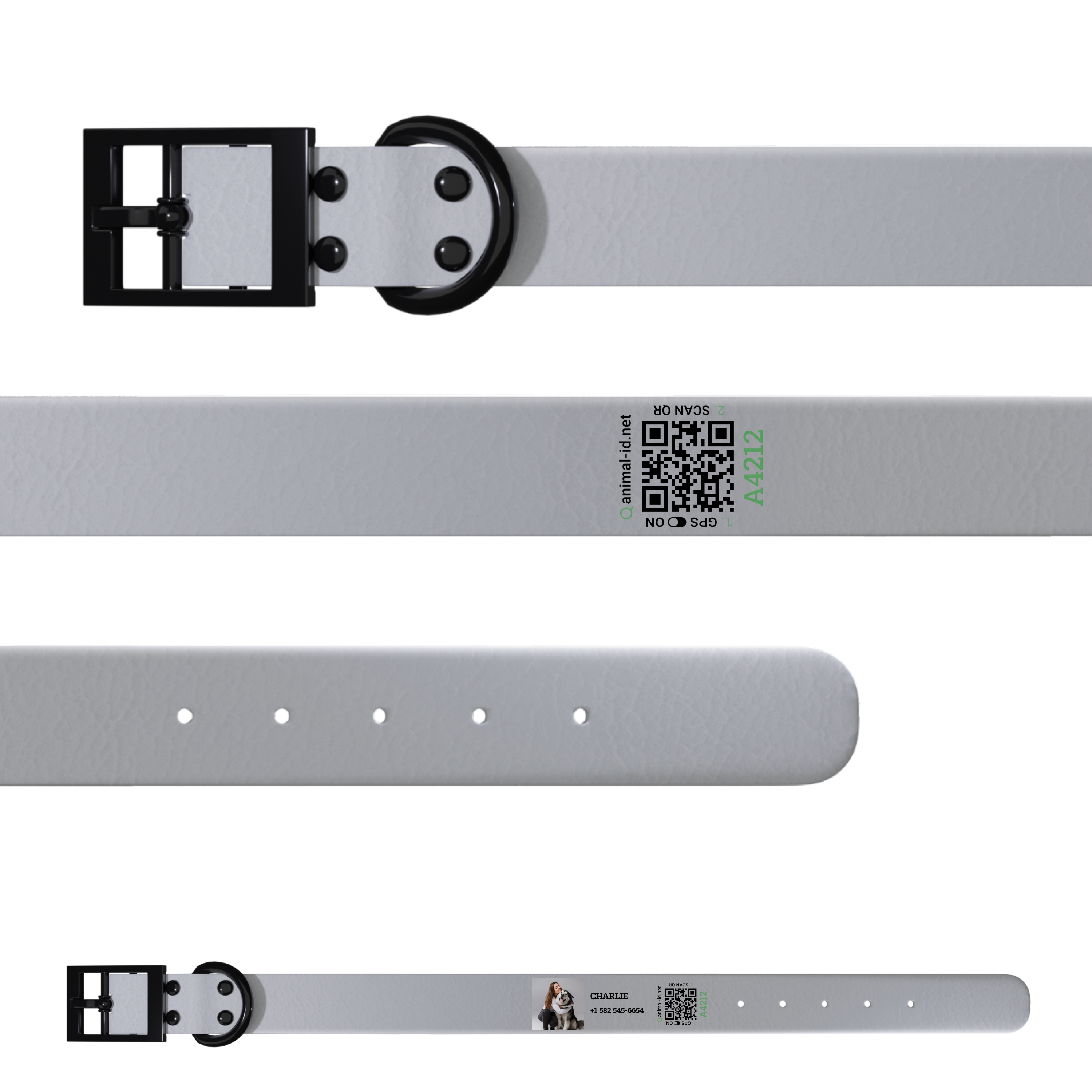 Wide Biothane Dog Collar with QR Code M+ | Animal ID