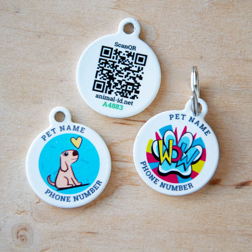 QR pet id tag WOW