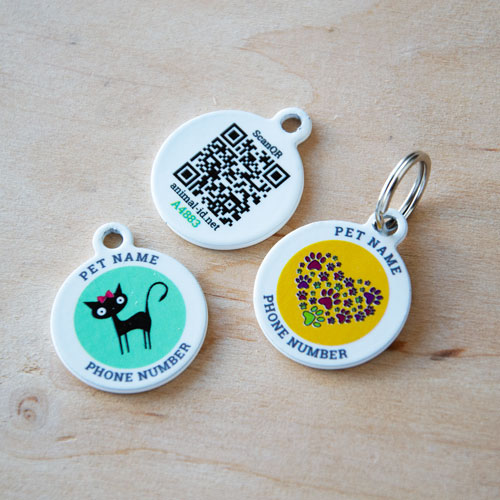 Designer QR pet id tag Miss Meow