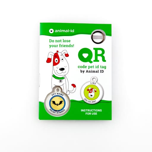 Designer QR pet id tag Vampire Bat