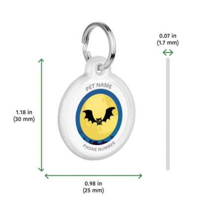 Designer QR pet id tag Vampire Bat