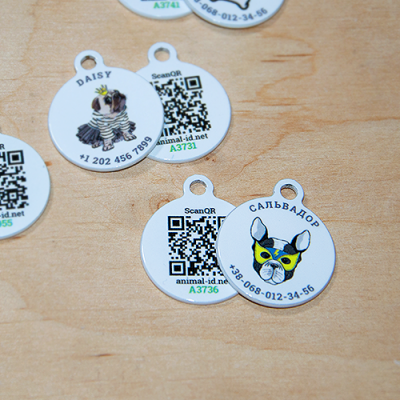 Designer QR pet id tag Super hero