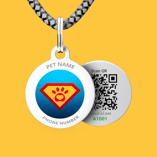 Designer QR pet id tag Superpower