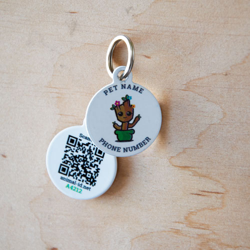 QR code pet id tags I am Groot | Animal-id.net