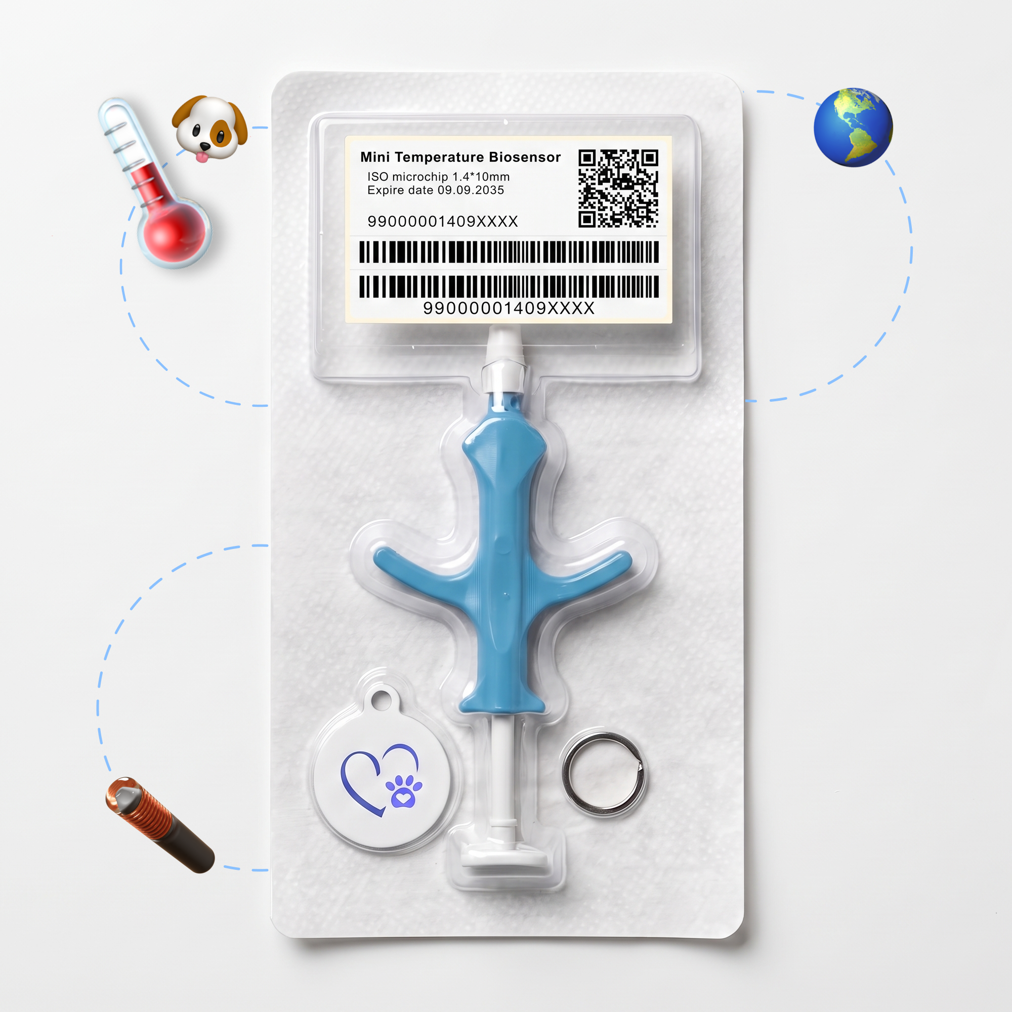  Temperature Mini Microchip Kit with QR Tag | Animal ID