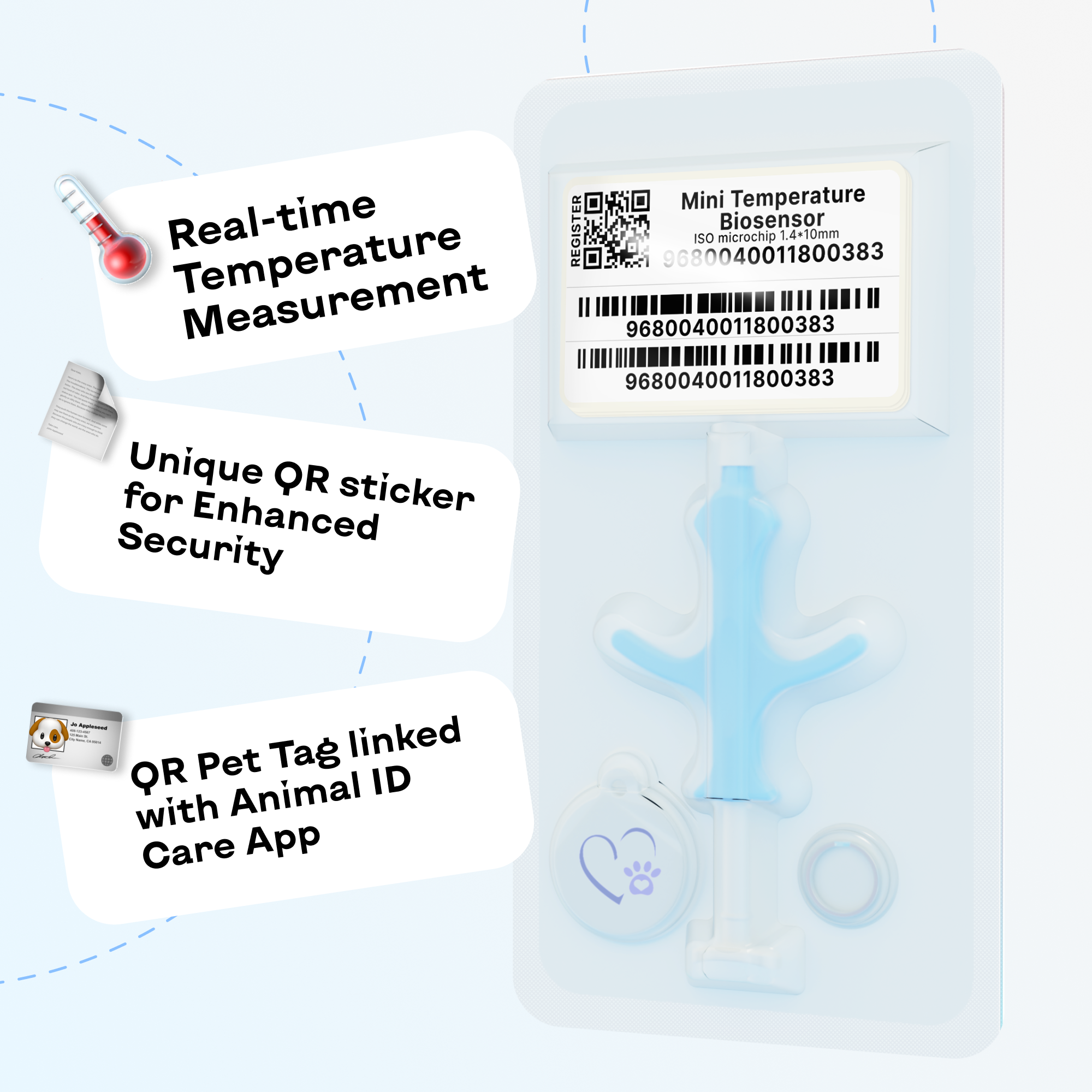 Microchip Kit Mini Temp + QR Pet Tag with Clinic Logo – Protect 